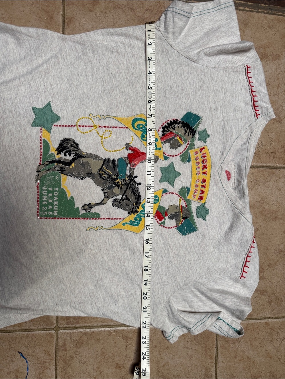 Double D Ranch Cream Rodeo Graphic Tee with Yellow, Green & Red Accents - Picture 6 of 6